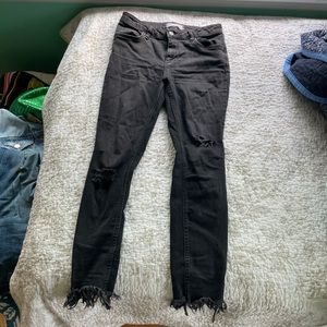 Free people black frayed jeans!